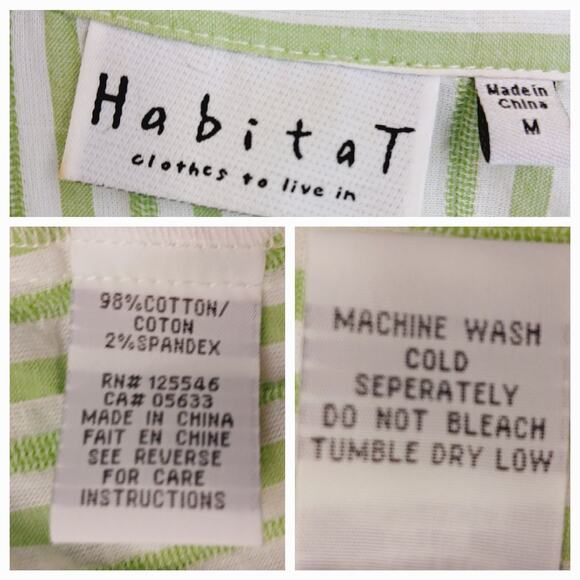 Habitat SZ M Cotton Blend Green/White Striped Button Front Lightweight Tunic - Picture 7 of 7